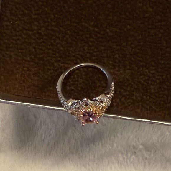 Art Deco 3ct oval lab created Sapphire wedding 14K white gold plated silver tone - Picture 4 of 6